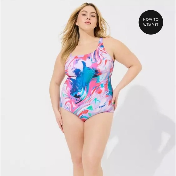 Wireless One Shoulder One Piece Swimsuit size 2 - Picture 3 of 5